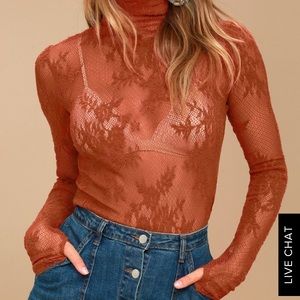 Orange lace Free People turtleneck